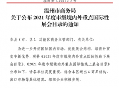 中国国际皮革展列入温州市“2021年度境内外重点国际性展会”！相关企业参展可获补贴！